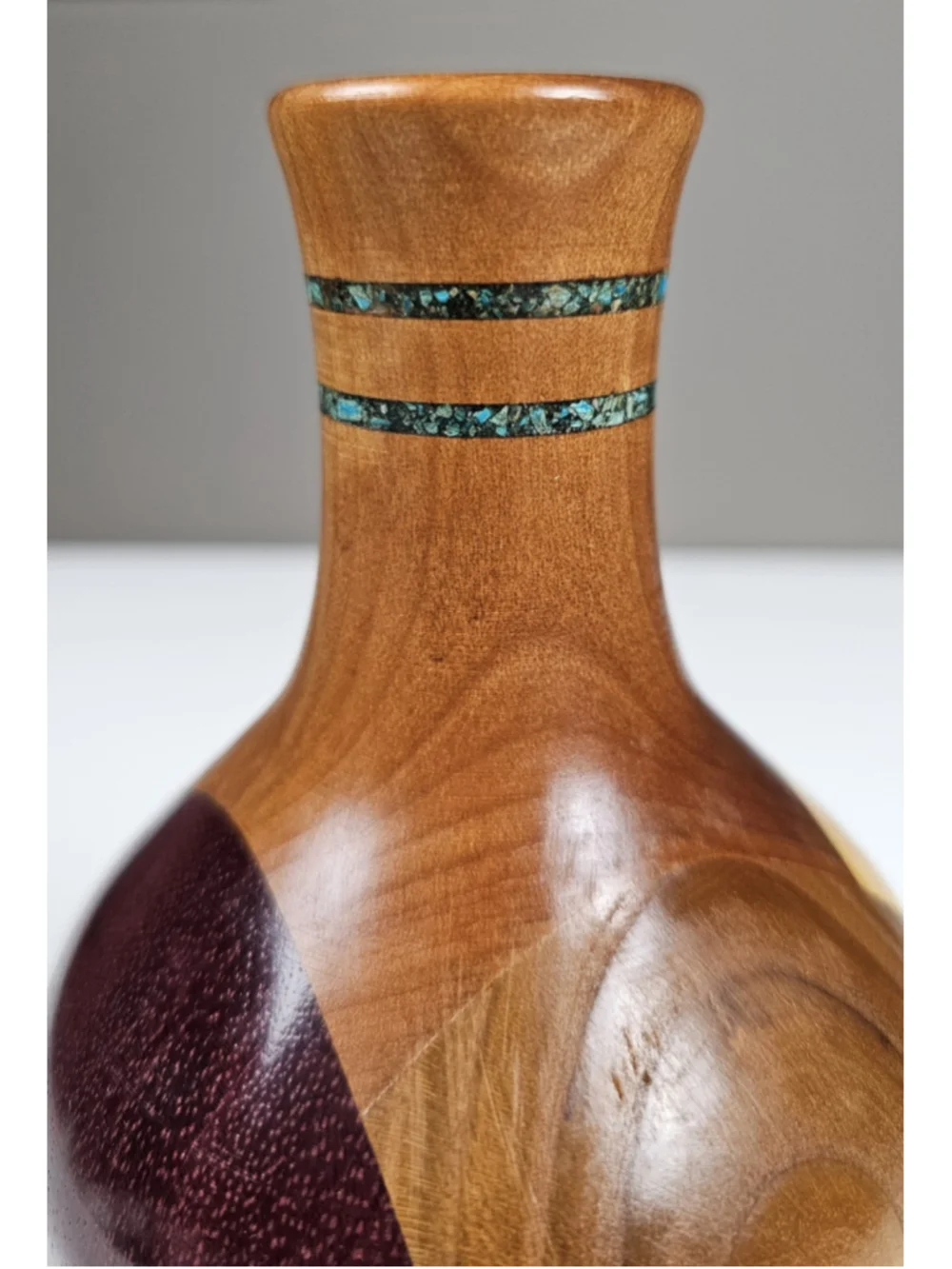 Hand Turned Segmented Wood Vase 6.5